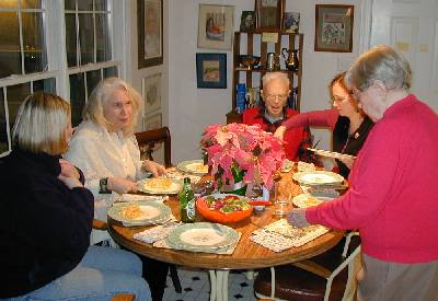 the girls around the table with Daddy